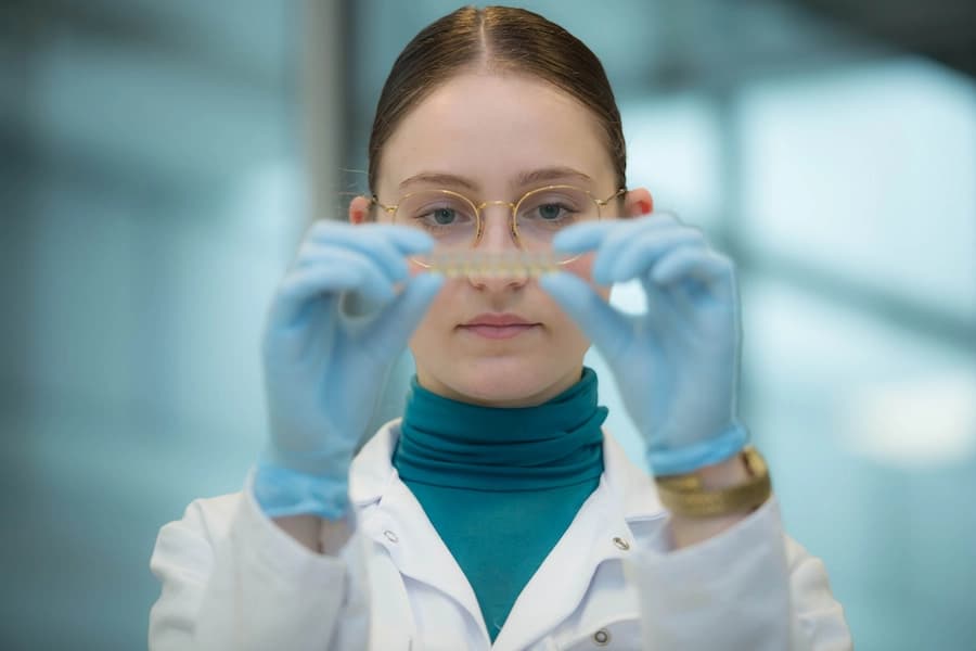 Woman looking at Sebia test